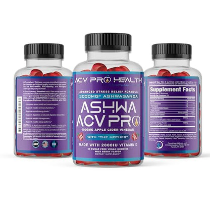 Ashwa ACV Pro Health - Sugar Free Apple Cider Vinegar Gummies, Ashwagandha Gummies Promethean WellnessBuy Supplements Australia