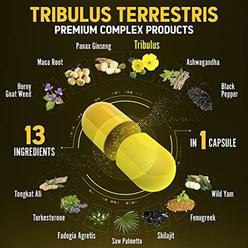 13in1 Tribulus Terrestris Capsules - 16000mg Per Serving with Maca, Horny Goat Weed ZolotusBuy Supplements Australia