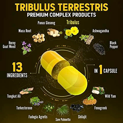 13in1 Tribulus Terrestris Capsules - 16000mg Per Serving with Maca, Horny Goat Weed ZolotusBuy Supplements Australia