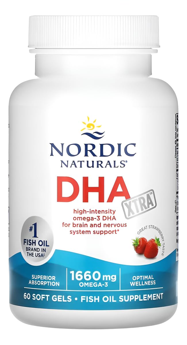 Nordic Naturals DHA Xtra, Strawberry - 60 Soft Gels - 1660 mg Omega-3 - High-Intensity DHA Formula for Brain & Nervous System Support - Non-GMO - 30 Servings Nordic NaturalsBuy Supplements Australia