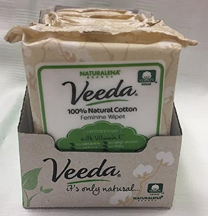 Veeda 100% Natural Cotton PH Balanced Hypoallergenic Feminine Wet Wipes, Safe Cleansing Cloths VeedaBuy Supplements Australia