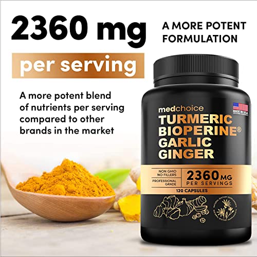 4-in-1 Turmeric and Garlic Supplements with Bioperine 2360 mg (240 ct) Turmeric Ginger MEDCHOICEBuy Supplements Australia