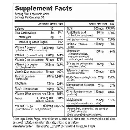 BariatricPal 30-Day Bariatric Vitamin Bundle (Multivitamin ONE 1 per Day! Chewable with 45mg Iron - Mixed Berry and Calcium Citrate Soft Chews 500mg with Probiotics - Orange Creamsicle) BariatricPalBuy Supplements Australia