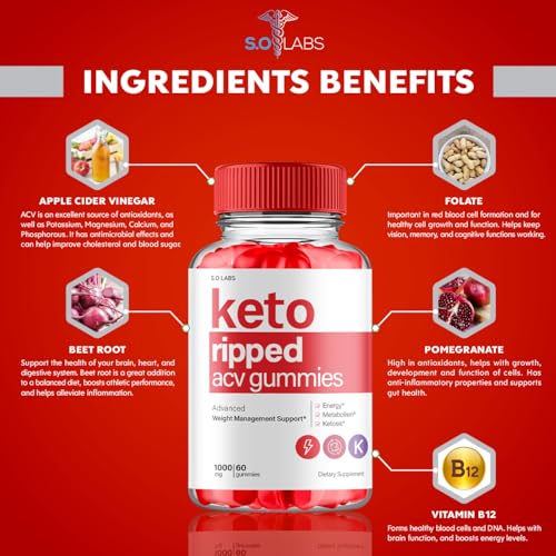 (5 Pack) Keto Ripped ACV Gummies, Keto Ripped ACV Gummies Advanced Weight Loss S.O LabsBuy Supplements Australia