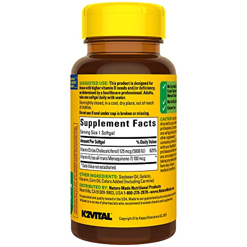 Nature Made Vitamin D3 K2, 5000 IU (125 mcg) Vitamin D, Dietary Supplement for Bone Nature MadeBuy Supplements Australia