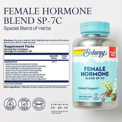 Solaray Female Hormone Blend SP-7C, Herbal Support Hormonal Balance for Women SOLARAYBuy Supplements Australia