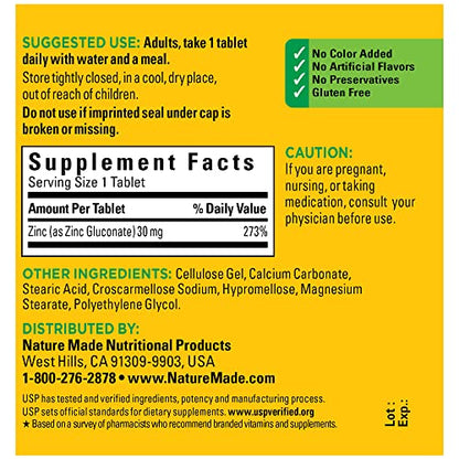 Nature Made Zinc 30 mg, Dietary Supplement for Immune Health and Antioxidant Support Nature MadeBuy Supplements Australia