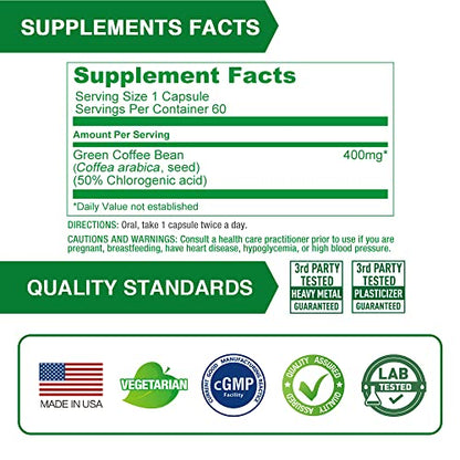 Lovita High-Potency Green Coffee Extract: 1600mg Equivalent, 50% Chlorogenic Acid LovitaBuy Supplements Australia