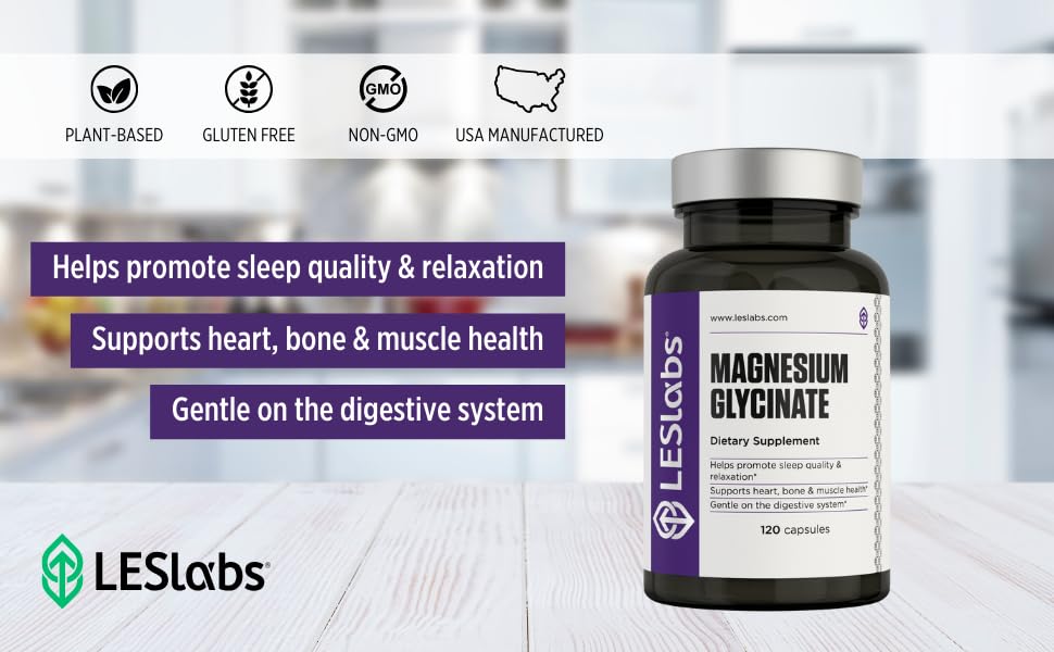 LES Labs Magnesium Glycinate – Supports Restful Sleep, Heart Health, Stress Relief, Metabolism, Nerve & Muscle Function, Gentle on The Digestive System – Non-GMO Supplement – 120 Capsules LES LabsBuy Supplements Australia