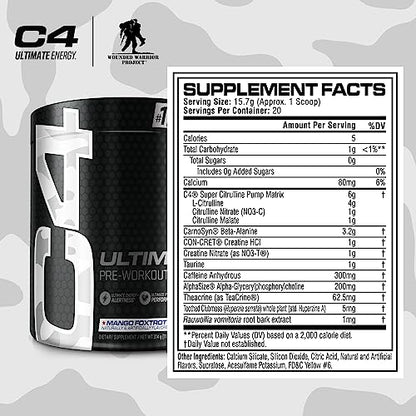 Cellucor C4 Ultimate x WWP Pre Workout Powder Mango Foxtrot - Sugar Free Preworkou CellucorBuy Supplements Australia