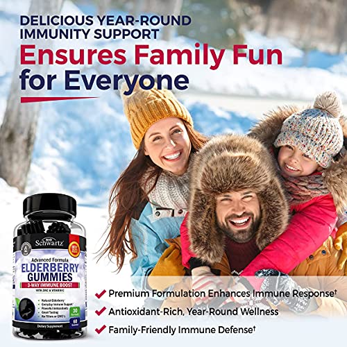 Elderberry Gummies with Zinc and Vitamin C for Adults & Kids - Natural Immune Support BioSchwartzBuy Supplements Australia