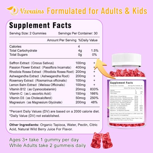 VZOXAINS 2 Pack Saffron Supplement Gummies, Sugar Free Saffron Extract with Magnesium VZOXAINSBuy Supplements Australia