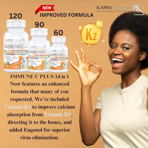 Quercetin 1,000mg, Vitamin C 1,000mg, Zinc 50mg, Vitamin D3 5,000iu, Selenium, Copper, Acerola, Ginger, Rutin, Bitter Orange, Rose Hips, Echinacea, Immune C Plus, 14 in 1 Immune C Plus (90 Count) KAPPA NUTRITIONBuy Supplements Australia