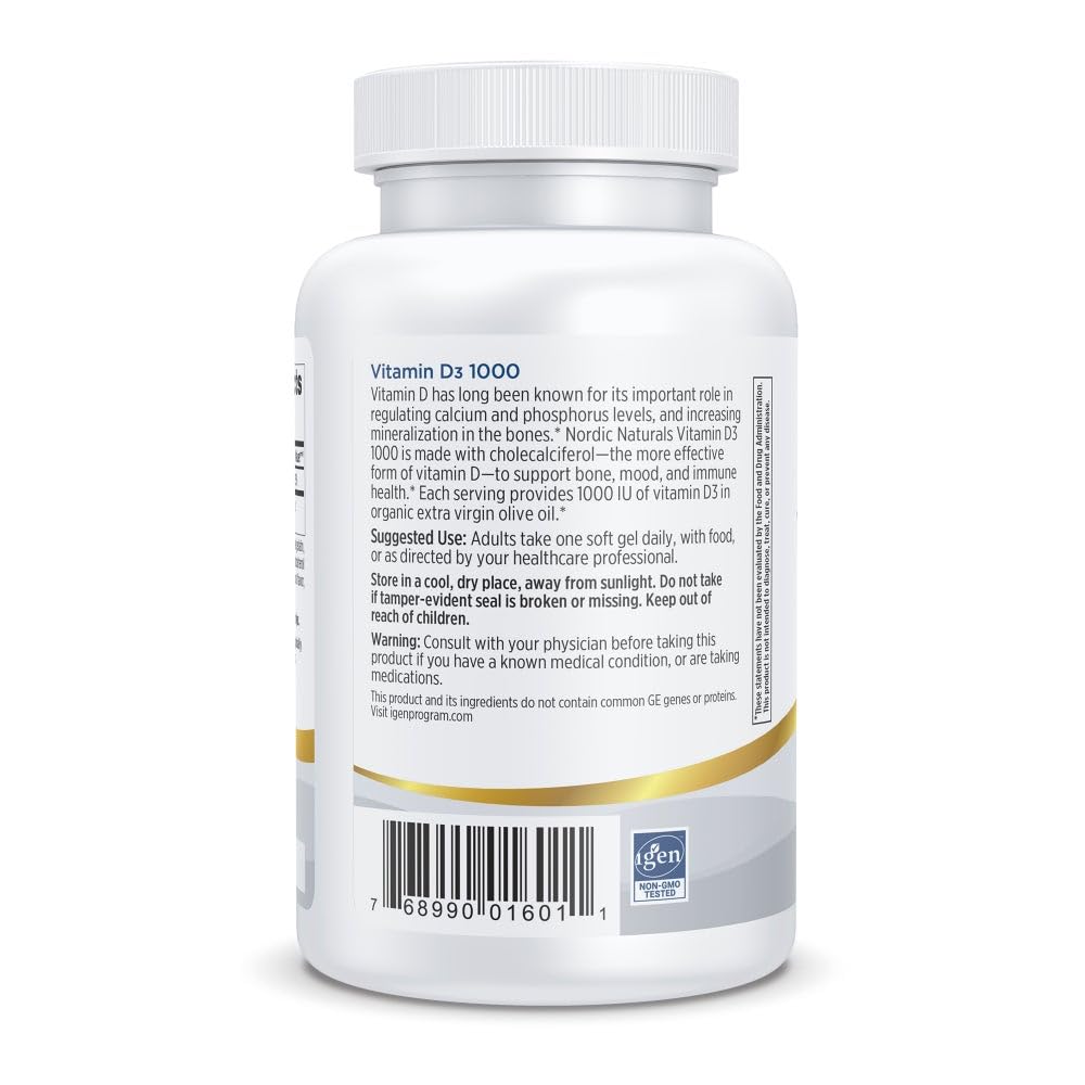 Nordic Naturals Pro Vitamin D3 1000, Orange - 120 Mini Soft Gels - 1000 IU Vitamin D3 - Supports Healthy Bones, Mood & Immune System Function - Non-GMO - 120 Servings Nordic NaturalsBuy Supplements Australia