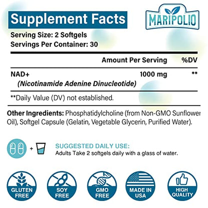 Liposomal NAD+ Supplement 1000 mg | Highest NAD Pontecy | Max Absorption | Pure NAD MaripolioBuy Supplements Australia