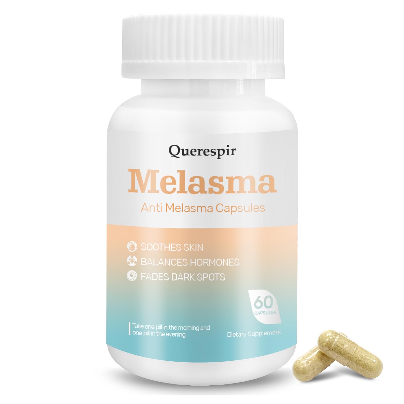 Melanina Anti-Melasma Capsule, Melasma Dark Spot Remover, Melanin Supplement, Spots Remover for Face & Body, Vitamin C & Turmeric Extract, Brightens & Even Skin Tone - 60 Capsules QuerespirBuy Supplements Australia