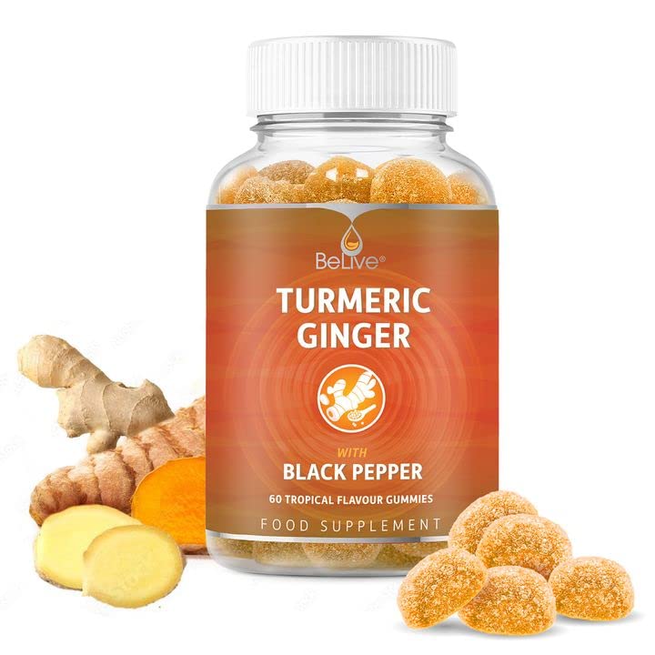 BeLive Turmeric Curcumin with Black Pepper & Ginger - 60 Gummies I Turmeric and Ginger BeLiveBuy Supplements Australia
