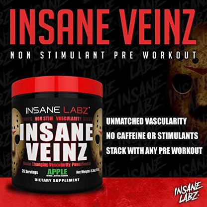 Insane Labz Insane Veinz Non Stimulant NO Enhancing Powder, Nitric Oxide Booster Insane LabzBuy Supplements Australia