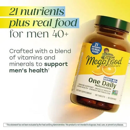 MegaFood Multivitamin for Men 40+ One Daily Mens Multivitamins - Methylated B12, Vitamin D3, B6, C & Zinc, Muscle & Bone Health MegaFoodBuy Supplements Australia