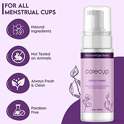 CareCup Menstrual Cup Cleaner - Unscented Foaming Sterilizer Wash for Silicone Period discs - Wipes Clean CareCupBuy Supplements Australia