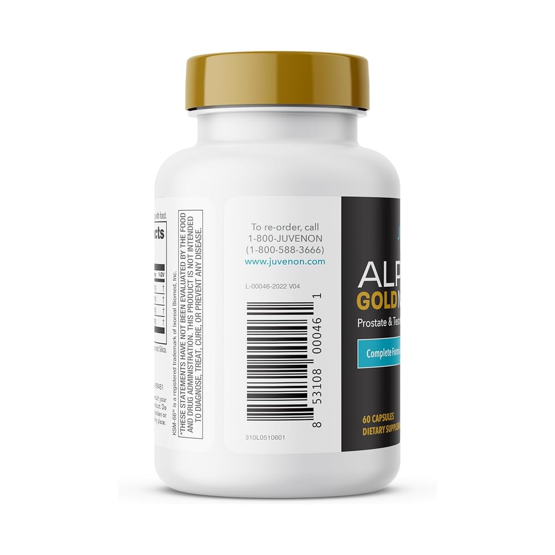 Juvenon Alpha Gold Male Testosterone Booster for Men - T-Support & Male Vitality with KSM-66 Ashwagandha + Fenugreek + Boron Citrate + Saw Palmetto, Non-GMO Vegetarian Capsules JuvenonBuy Supplements Australia