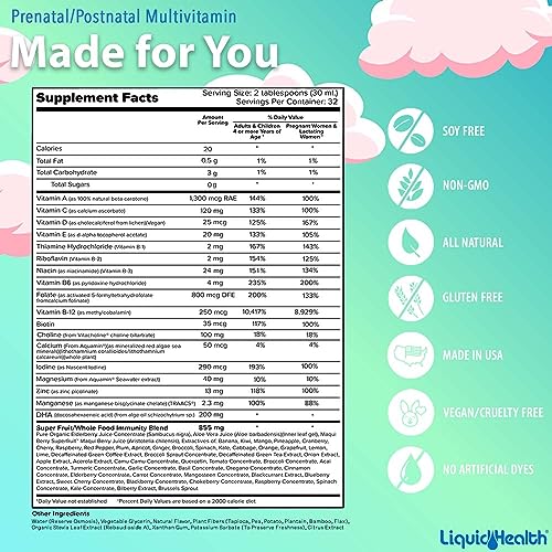 LIQUIDHEALTH Prenatal/Postnatal Multiple Liquid Women's Multivitamin with Real Folate LIQUIDHEALTHBuy Supplements Australia