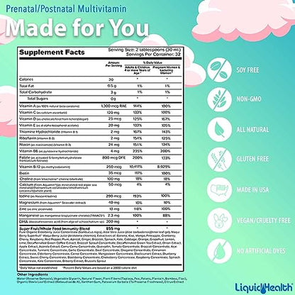 LIQUIDHEALTH Prenatal/Postnatal Multiple Liquid Women's Multivitamin with Real Folate LIQUIDHEALTHBuy Supplements Australia