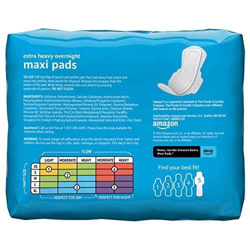 Amazon Basics Thick Maxi Pads with Flexi-Wings for Periods, Extra Heavy Overnight Absorbency Amazon BasicsBuy Supplements Australia