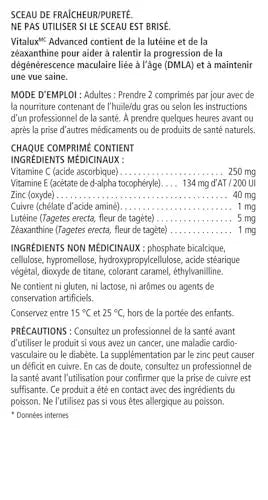 Vitalux Advanced Ocular Multivitamin 60 Count Vitalux