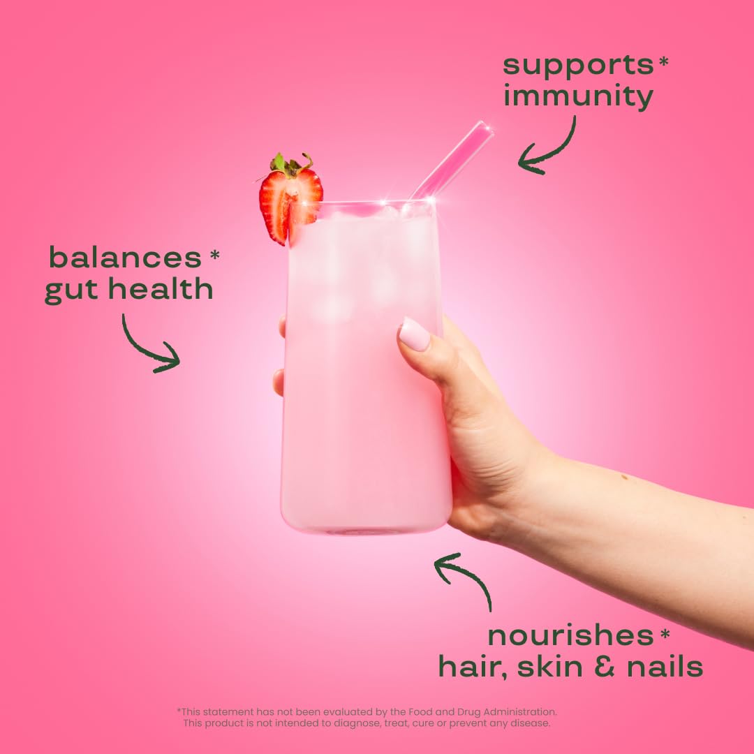 Bloom Nutrition Bovine Colostrum Powder with Vitamin B-12 for Gut Health, Immune Support, Hair Growth & Beauty Supplement | Strawberry, 25 Servings Bloom NutritionBuy Supplements Australia