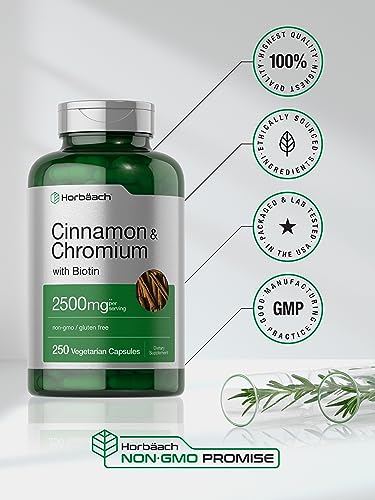 Cinnamon with Chromium Picolinate 2500mg | 250 Capsules | Plus Biotin | Vegetarian HorbäachBuy Supplements Australia