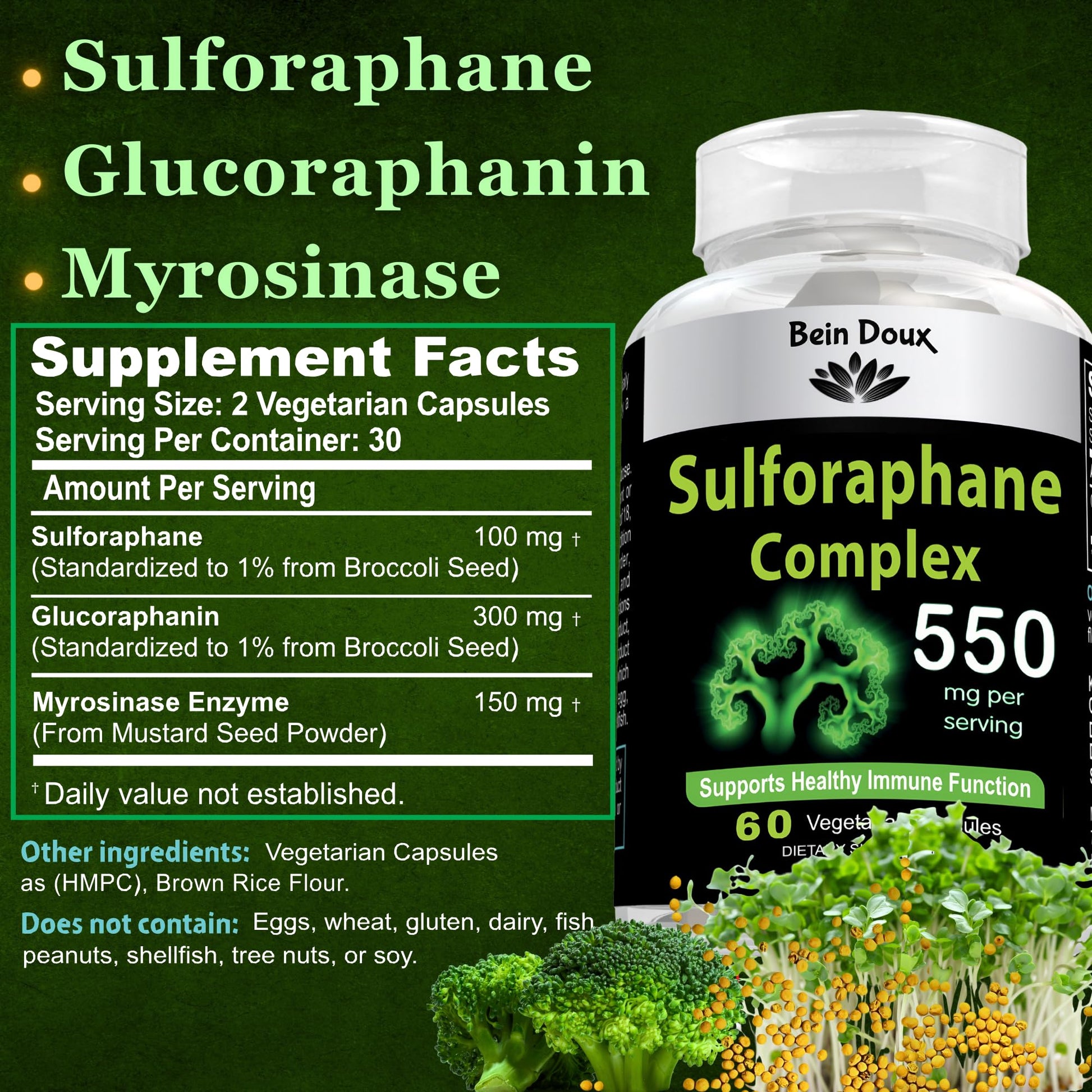 550mg Sulforaphane Supplement with Glucoraphanin and Myrosinase | Broccoli Supplemen - Maple Wellness Supplements