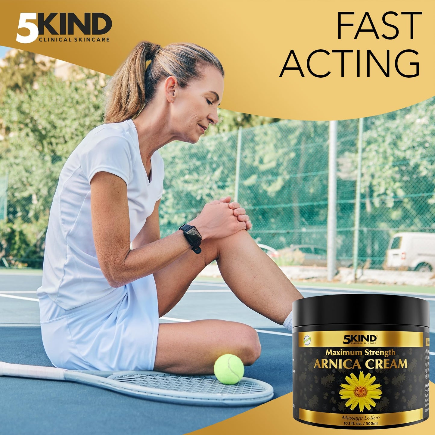 5kind Extra Strong Arnica Cream for Bruising and Swelling 10.1 Fl Oz - Arnica Bruise Cream Extra Strength Fast Healing Thin Skin - High Concentration Arnica Montana Extract for Bruises-Natural Formula - Maple Wellness Supplements