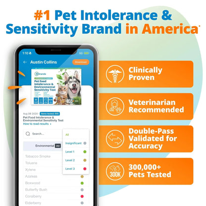 5Strands Pet Food Intolerance & Environmental Sensitivity Test, at Home Gut Health Test for Dogs & Cats, 857 Items Tested, Pet Health Check, Results in 4 Days, for All Ages and Breeds - Maple Wellness Supplements