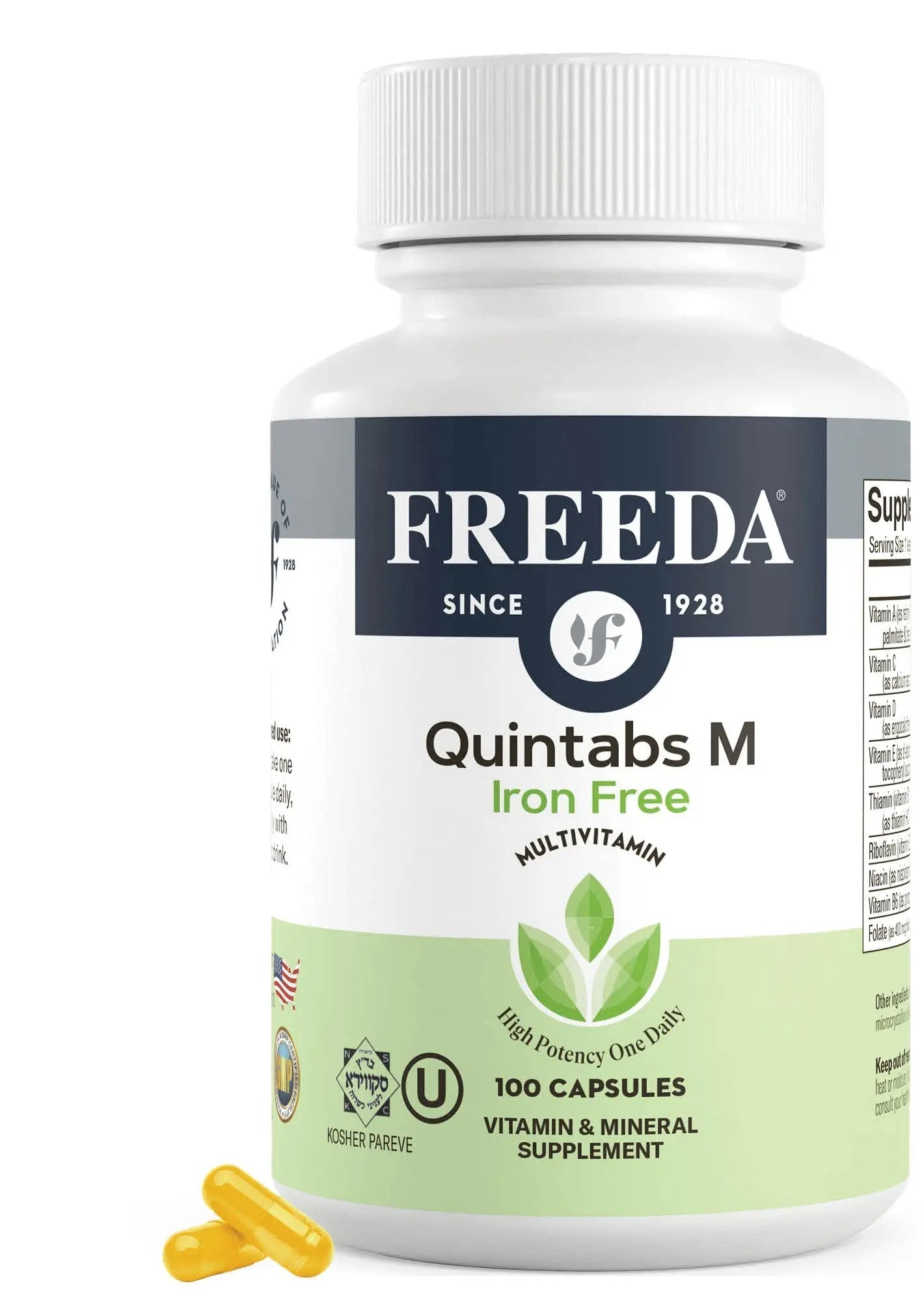 FREEDA One Daily Multivitamin Without Iron – Quintabs-M Iron-Free – Kosher, Balanced Multivitamin Supplements for Adults FREEDABuy Supplements Australia