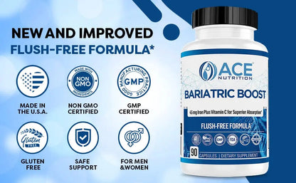 Bariatric Boost One-A-Day Multivitamin 90 Day Supply with 45mg Iron Post Gastric Bypass Sleeve Surgery | Non-GMO, Gluten Free, Bariatric Multivitamin Made in USA | ACE NUTRITIONBuy Supplements Australia