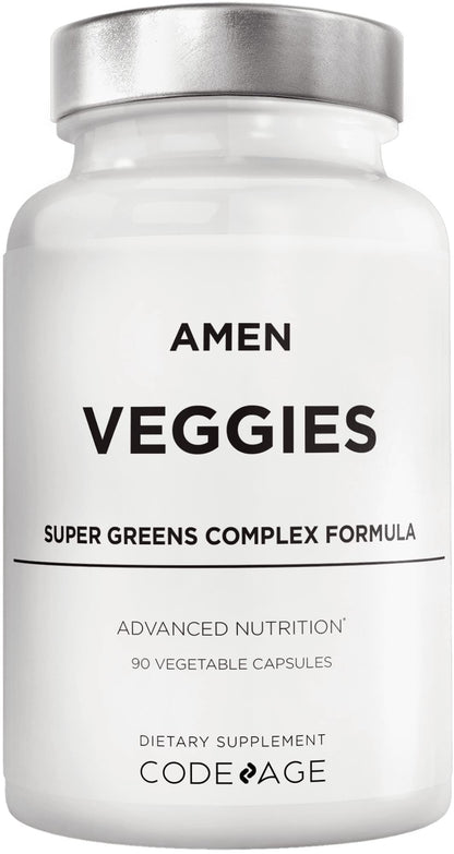 Amen Veggies, Daily Veggies Vitamins Supplement, Vegetables Vegan Blend & Whole-Food Raw Greens Multivitamin Capsules, Mushroom Complex, Superfood, Minerals, Green Vegetable Nutrients, Non-GMO, 90 ct AmenBuy Supplements Australia