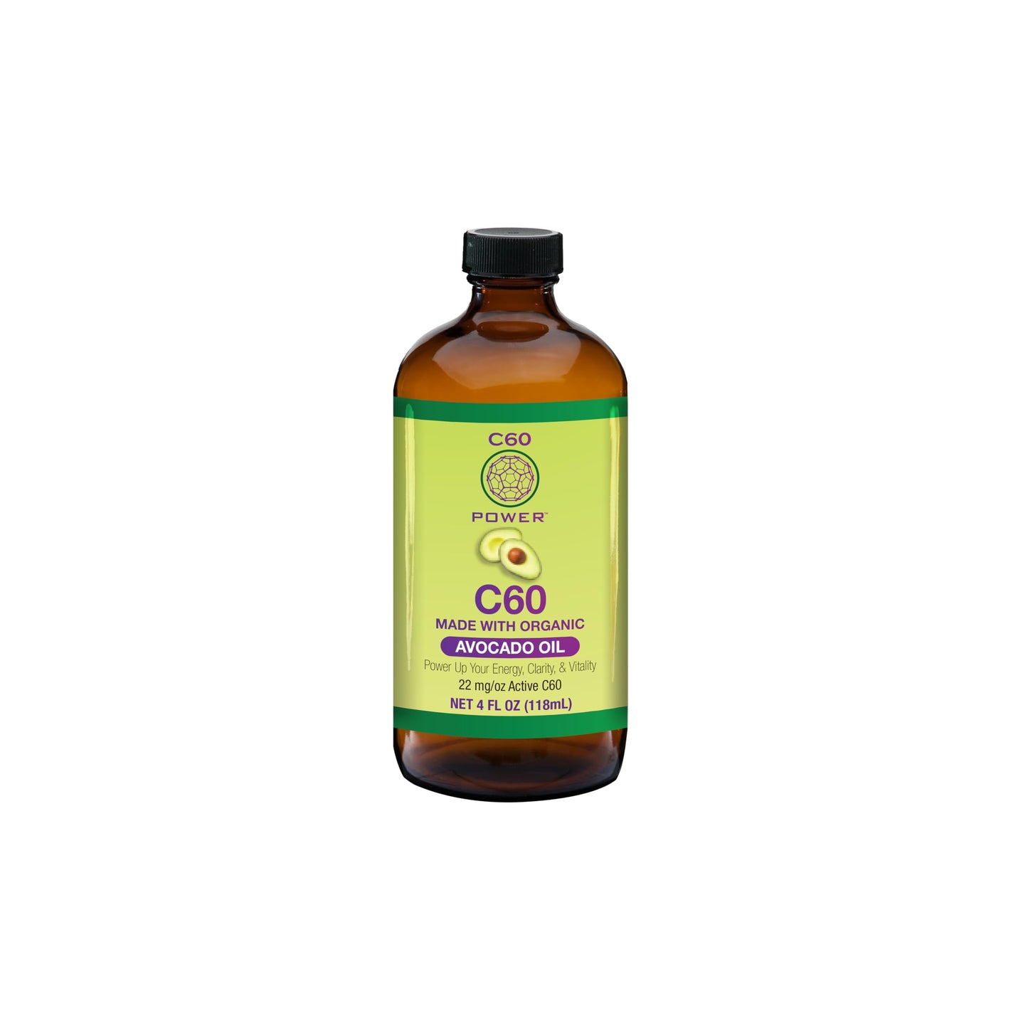 C60 Power C60 in Organic Avocado Oil - Natural Wellness & Antioxidant Support for Men & Women, 99.99% Pure Carbon Fullerenes, Promotes Energy, Mental Clarity, & Stamina - 4 fl oz Bottle C60 Purple PowerBuy Supplements Australia