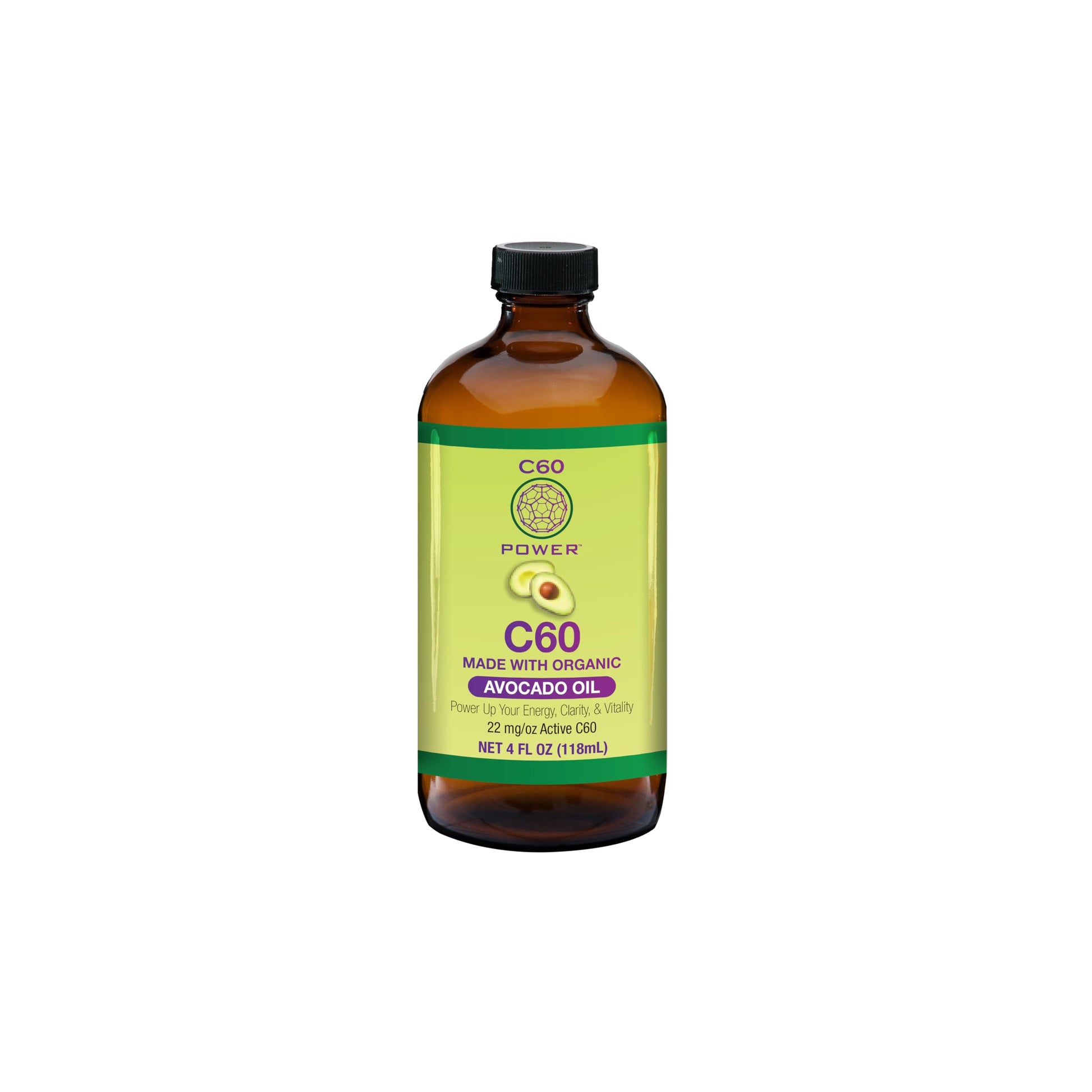 C60 Power C60 in Organic Avocado Oil - Natural Wellness & Antioxidant Support for Men & Women, 99.99% Pure Carbon Fullerenes, Promotes Energy, Mental Clarity, & Stamina - 4 fl oz Bottle C60 Purple PowerBuy Supplements Australia