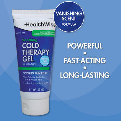 HealthWise Soothing Cold Therapy Gel | 4% Menthol | Vanishing Scent | 3.0 Oz | Arthritis Pain Relief | Topical Analgesic HealthWiseBuy Supplements Australia