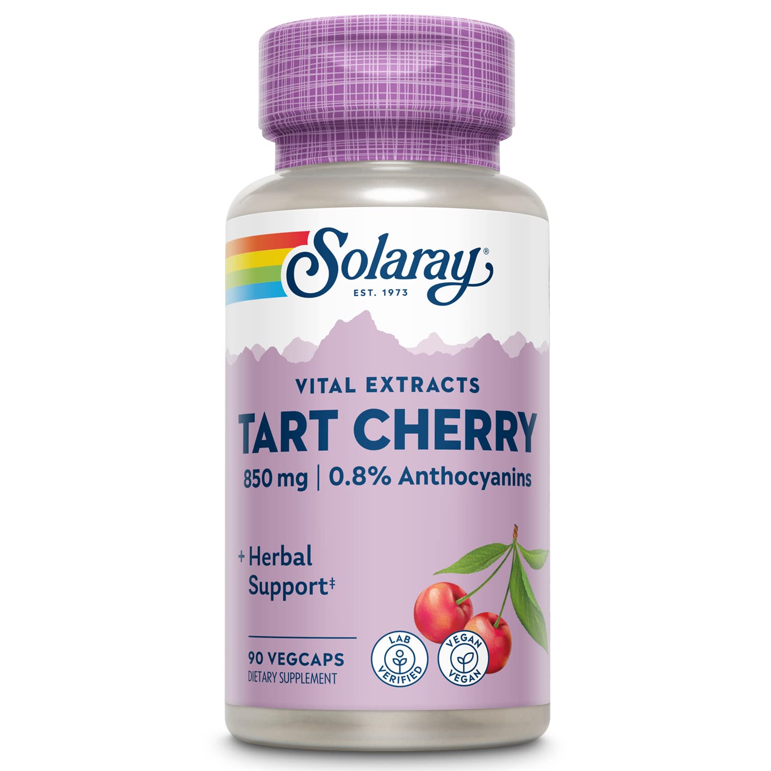 Solaray Tart Cherry Fruit Extract 850 mg - Tart Cherry Supplement with Antioxidants, Fruit Juice Extract with Flavonoids - 90 VegCaps SOLARAYBuy Supplements Australia