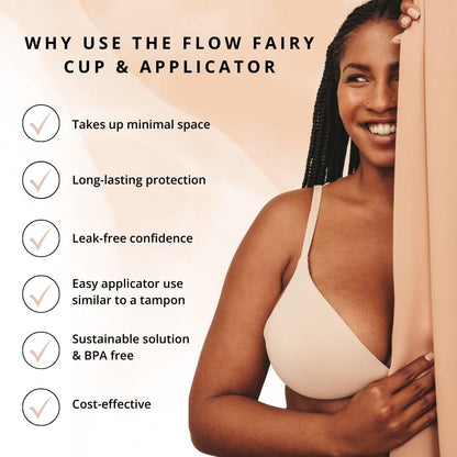 Flow Fairy Reusable Menstrual Cup with Applicator for Easy Insertion- 100% Medical Grade Silicone Period Cup Flow FairyBuy Supplements Australia