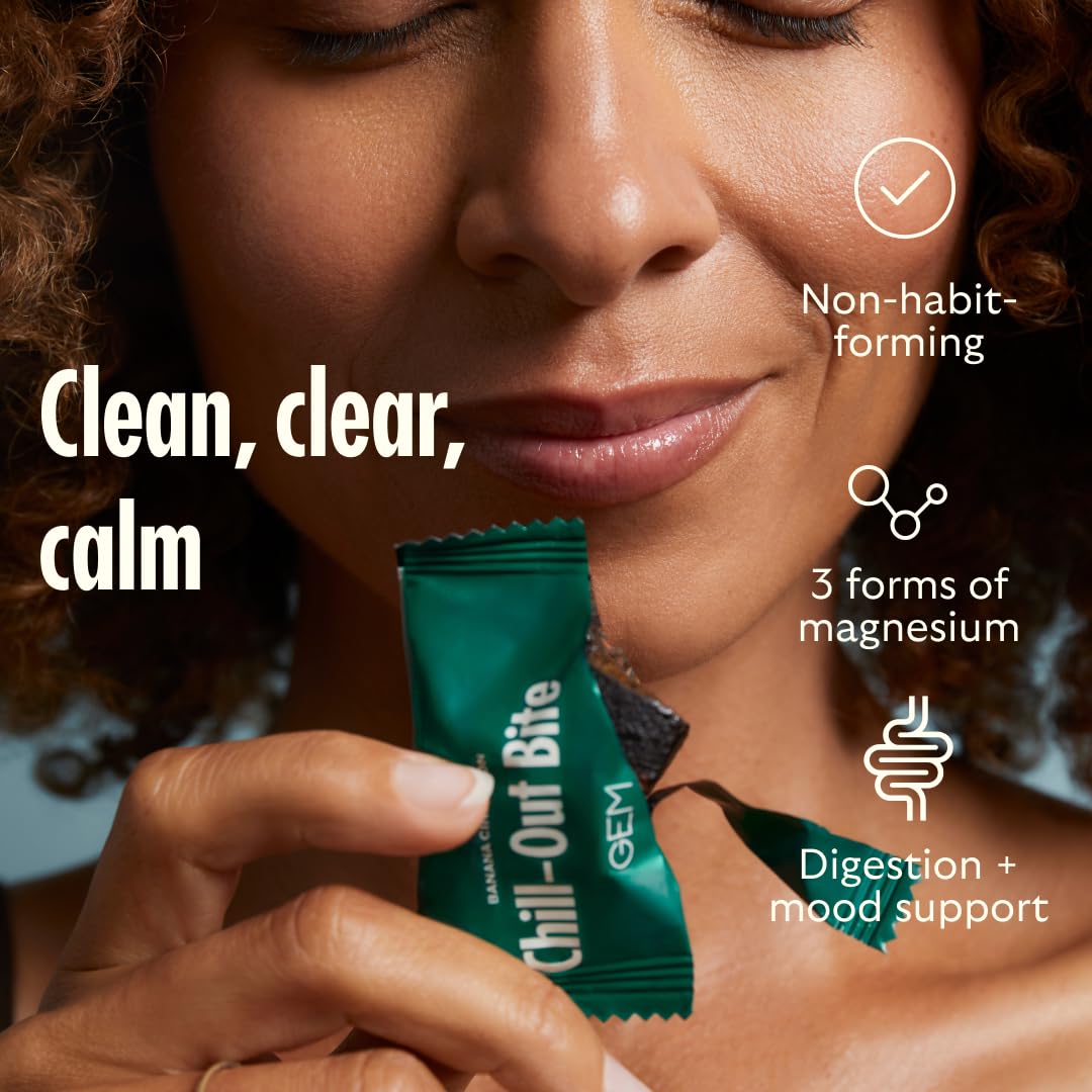 GEM Calm Bite | Supports Calm Mind & Clarity | Magnesium L-Threonate, Golden Chlorella, Lemon Balm | Holistic Non-Habit Forming | Gluten Free, Soy Free, Banana Cinnamon (7 Count) GEMBuy Supplements Australia