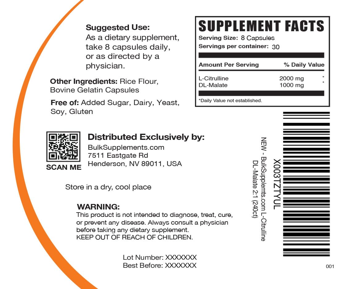 BULKSUPPLEMENTS.COM L-Citrulline Malate Capsules - Citrulline Malate 3000mg BULKSUPPLEMENTS.COMBuy Supplements Australia