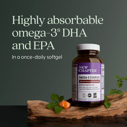 New Chapter Omega-3 Complex, 1000mg Softgels, Fish Oil Supplement Wild Alaskan Salmon for Heart, Brain, Eye, Joint & Skin Health Support - 30 Count New ChapterBuy Supplements Australia
