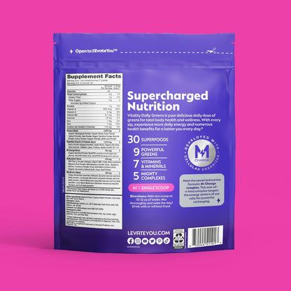L'Evate You Vitality Daily Greens Powder (28 Servings) 30 Superfoods, 9 Greens - for a Cellular Energy Boost, Powered by M-Charge Complex for All Day Energy (Tart Cherry) Steve Harvey's L'Evate YouBuy Supplements Australia