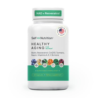 SELF NUTRITION NAD+ Resveratrol Supplement for Women – Healthy Aging Formula with CoQ10, Biotin, Turmeric & Vitamins A, C, E – Supports Energy, Skin & Longevity – 60 Capsules. Made in USA. SELF NUTRITIONBuy Supplements Australia