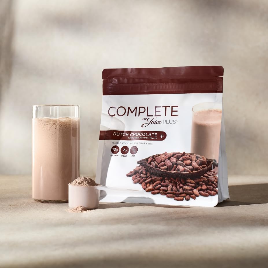 Complete by JuicePlus+ Dutch Chocolate Shakes - Plant-Based Nutrition - Whole Food Based Shake Powder with Protein, Fiber & Prebiotics - 30 Servings (2 Pouches, 15 Servings Each) Juice Plus+Buy Supplements Australia
