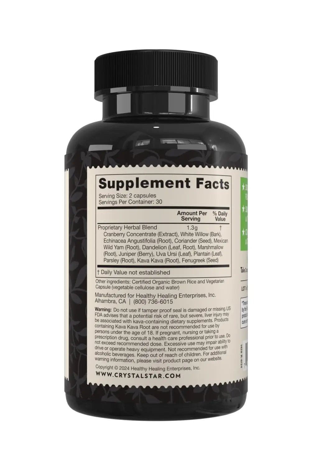 Crystal Star Bladder Support (60 Capsules) – Herbal Supplement for Healthy Bladder Function - Cranberry, Dandelion & Fenugreek - Helps Overactive Bladder and Incontinence - Non-GMO Crystal StarBuy Supplements Australia